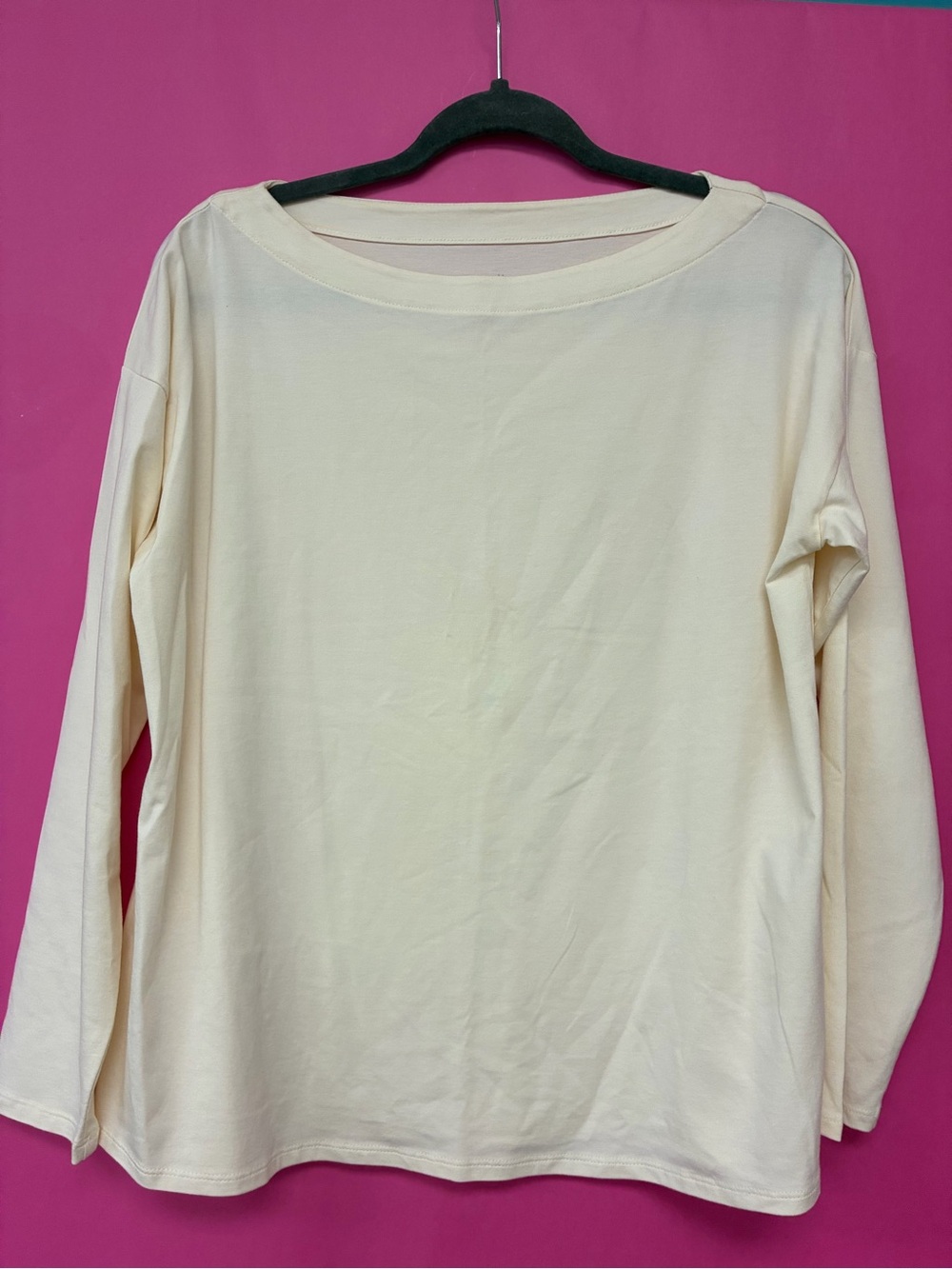 J. Jill Cream Long-Sleeve Boatneck Top